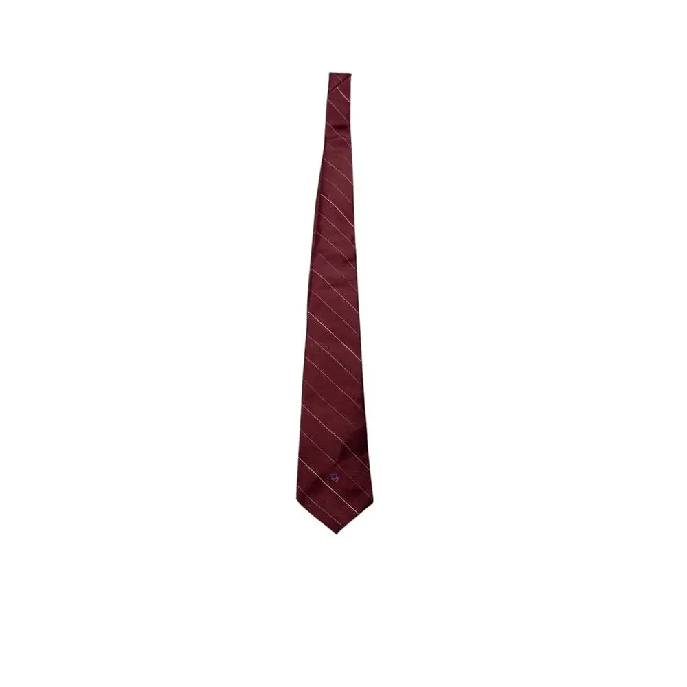 Vintage Christian Dior Necktie Mens Burgundy Striped Silk Blend Classic Formal